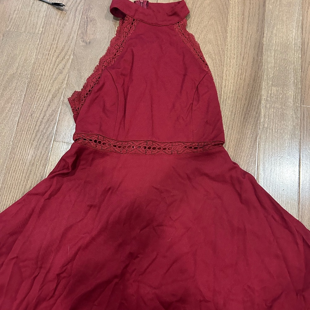 Red Dress with crochet Lace Size S